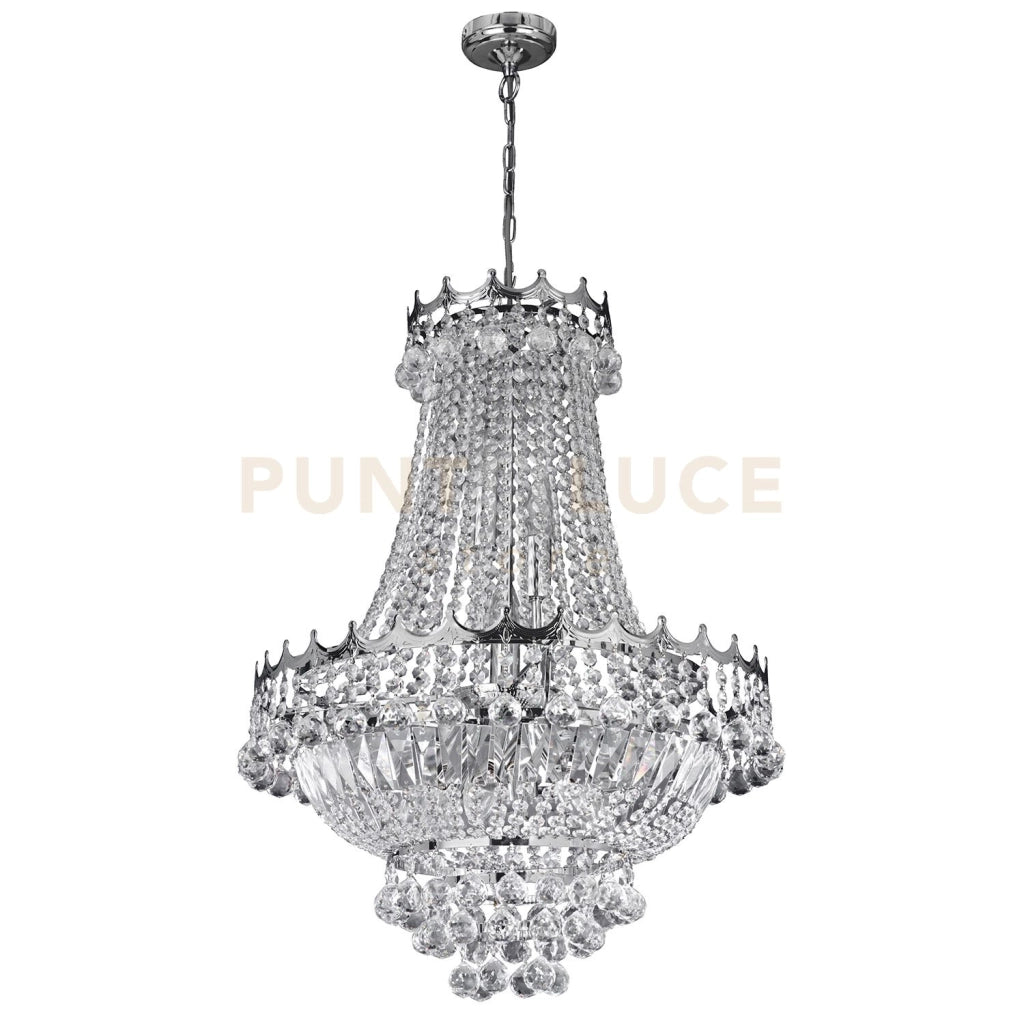 Lampadario Versailles 9Lt - Metallo cromato e cristallo