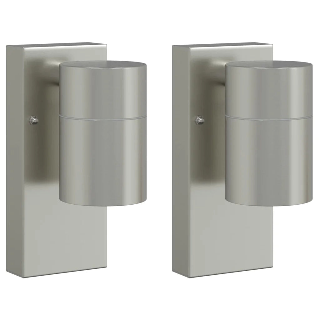 Lampada da Parete Esterna 2 pz Argento 6,5 x 10,5 x 16 cm CFW7786741