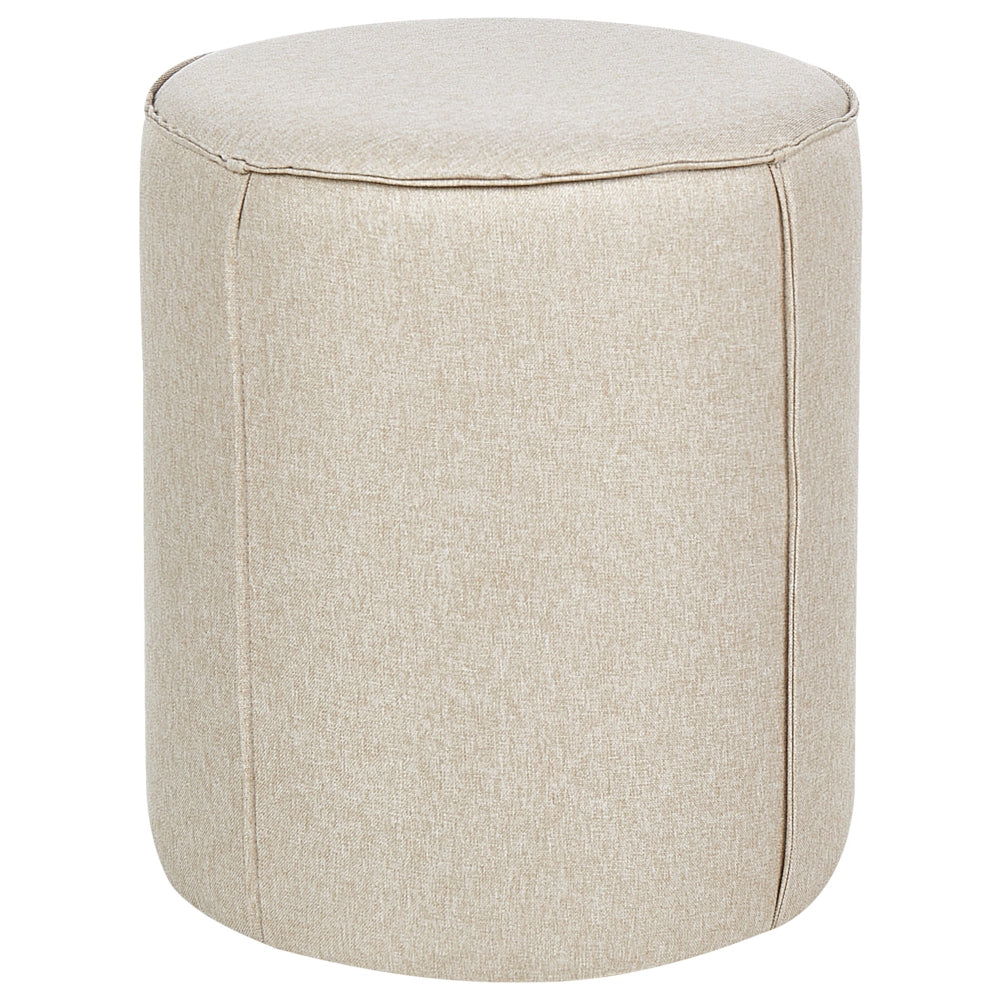 Pouf poggiapiedi stile moderno rotondo in tessuto di lino beige soggiorno camera da letto