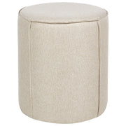 Pouf poggiapiedi stile moderno rotondo in tessuto di lino beige soggiorno camera da letto