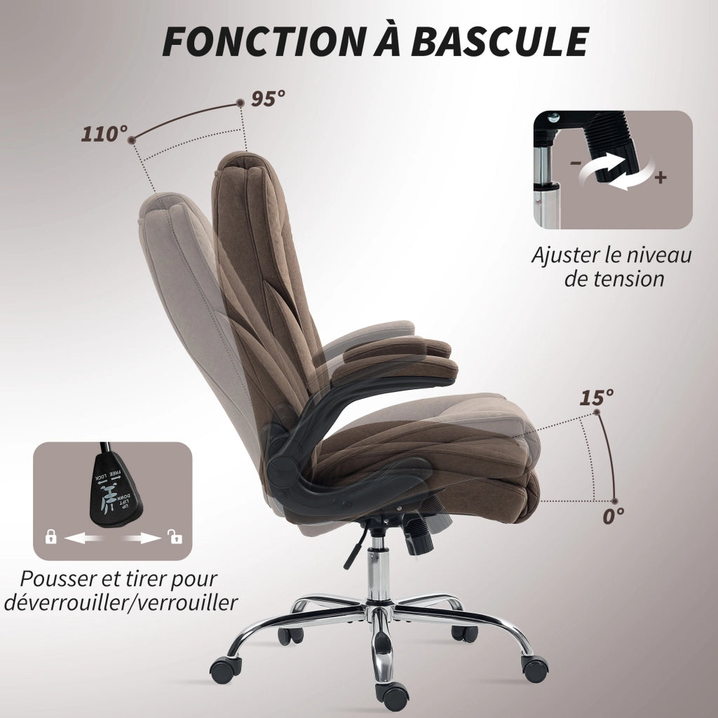 Sedia da ufficio ergonomica ¨C Xylo ¨C Altezza regolabile, braccioli ribaltabili, 70x70x114-122 cm, marrone