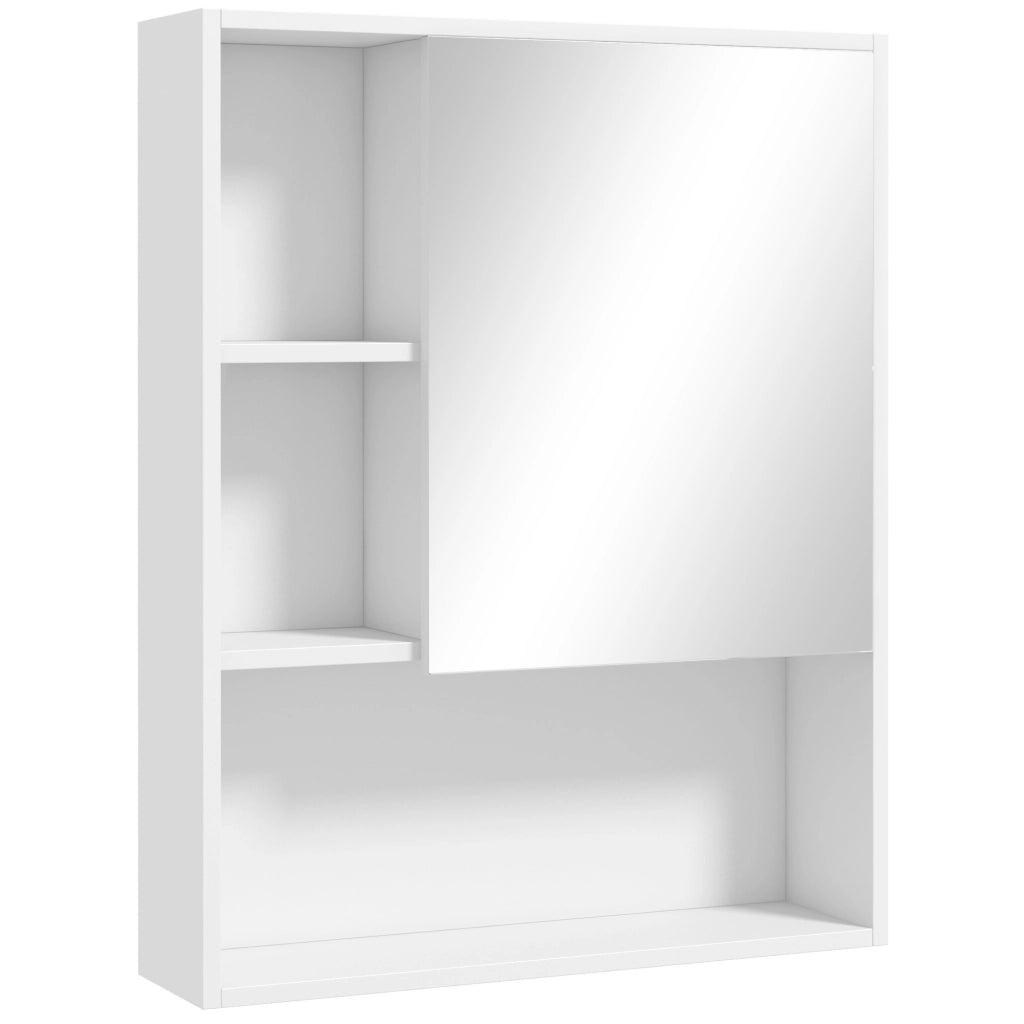 Mobile da bagno con specchio e ripiano regolabile ¨C Zephmum ¨C Bianco 60x15x76 cm
