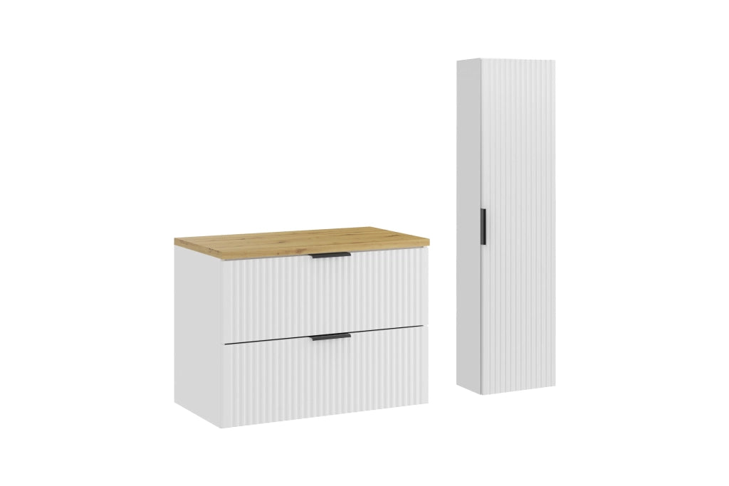 Set mobili bagno 80 cm con piano e Szafką wysoką Adel White 80 x 1401 x 46 cm