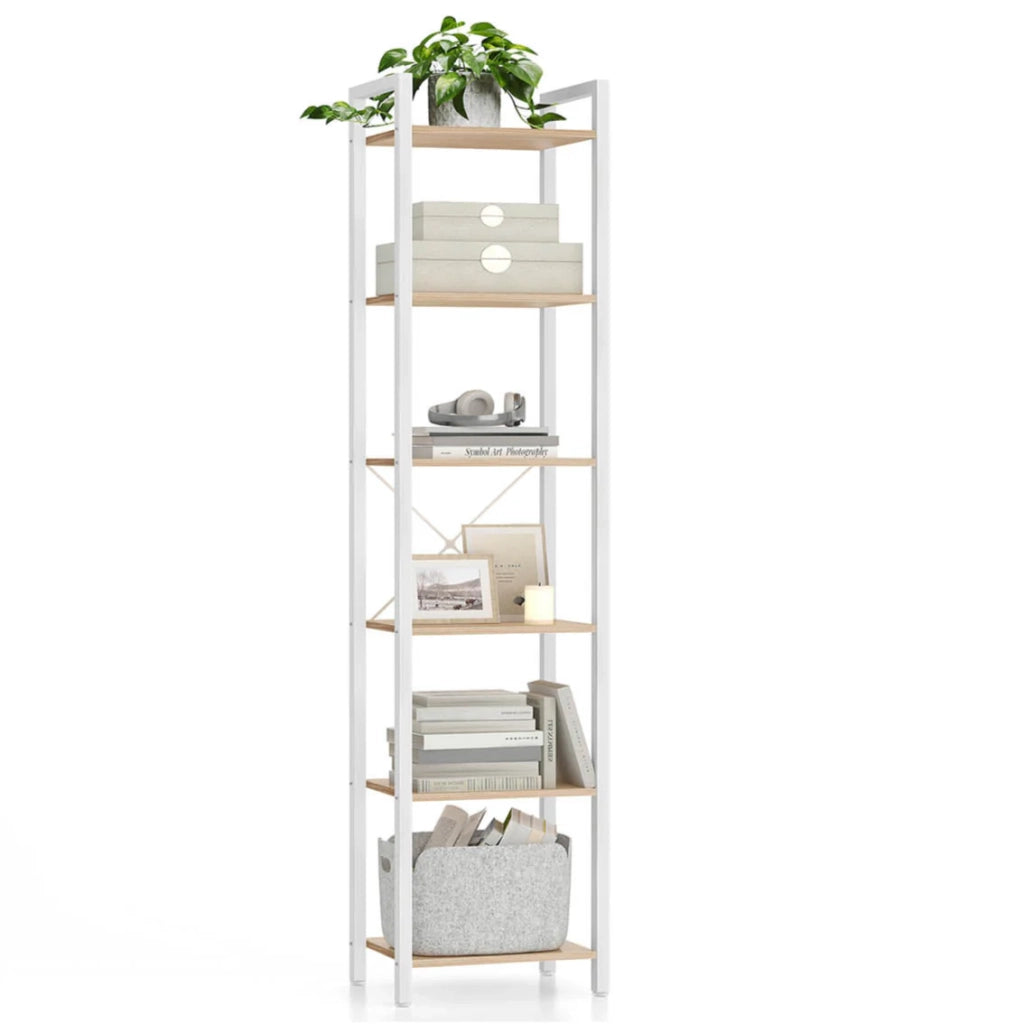 Libreria a 6 ripiani mobile contenitore aperto per ufficio soggiorno camera da letto 40 x 30 x 178,6 cm bianco 12_0004190