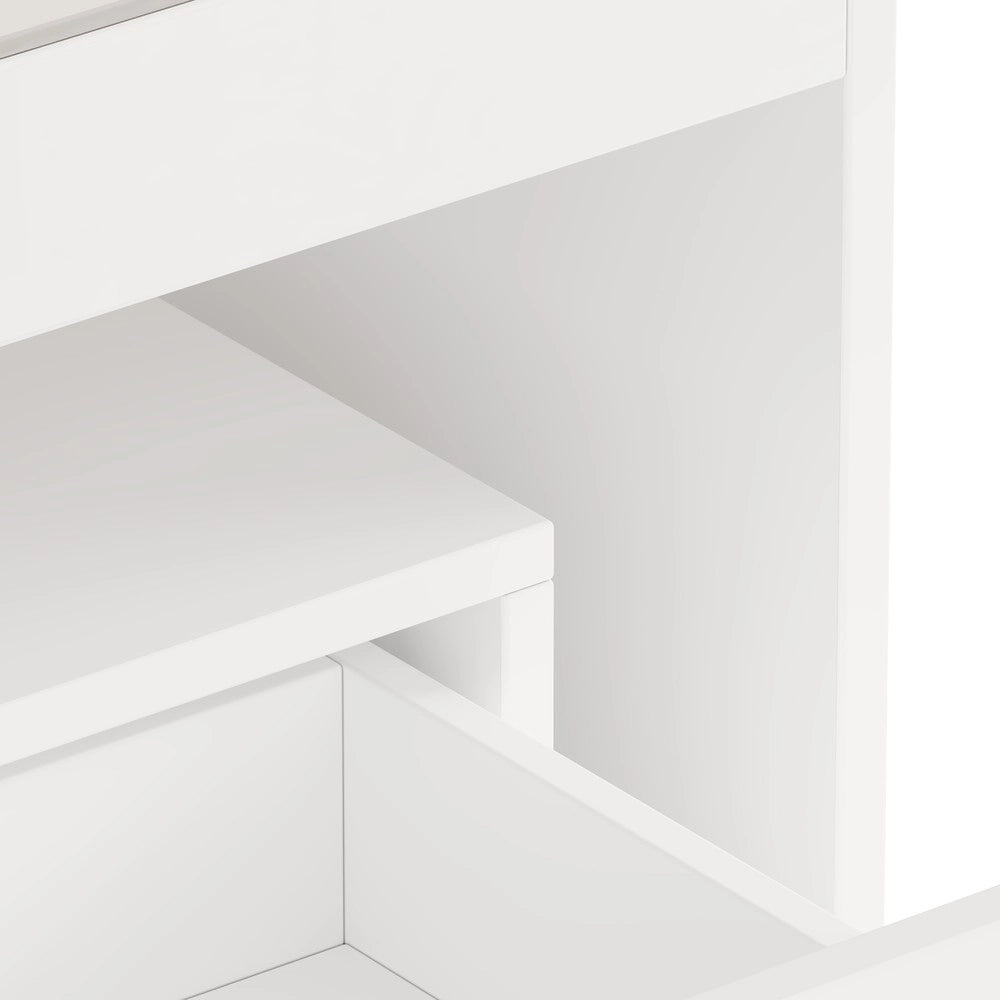Tavolino da Caff¨¨ con LED e Cassetti ¨C MINIMAL ¨C Vetro Bianco Lucido 100x50x40
