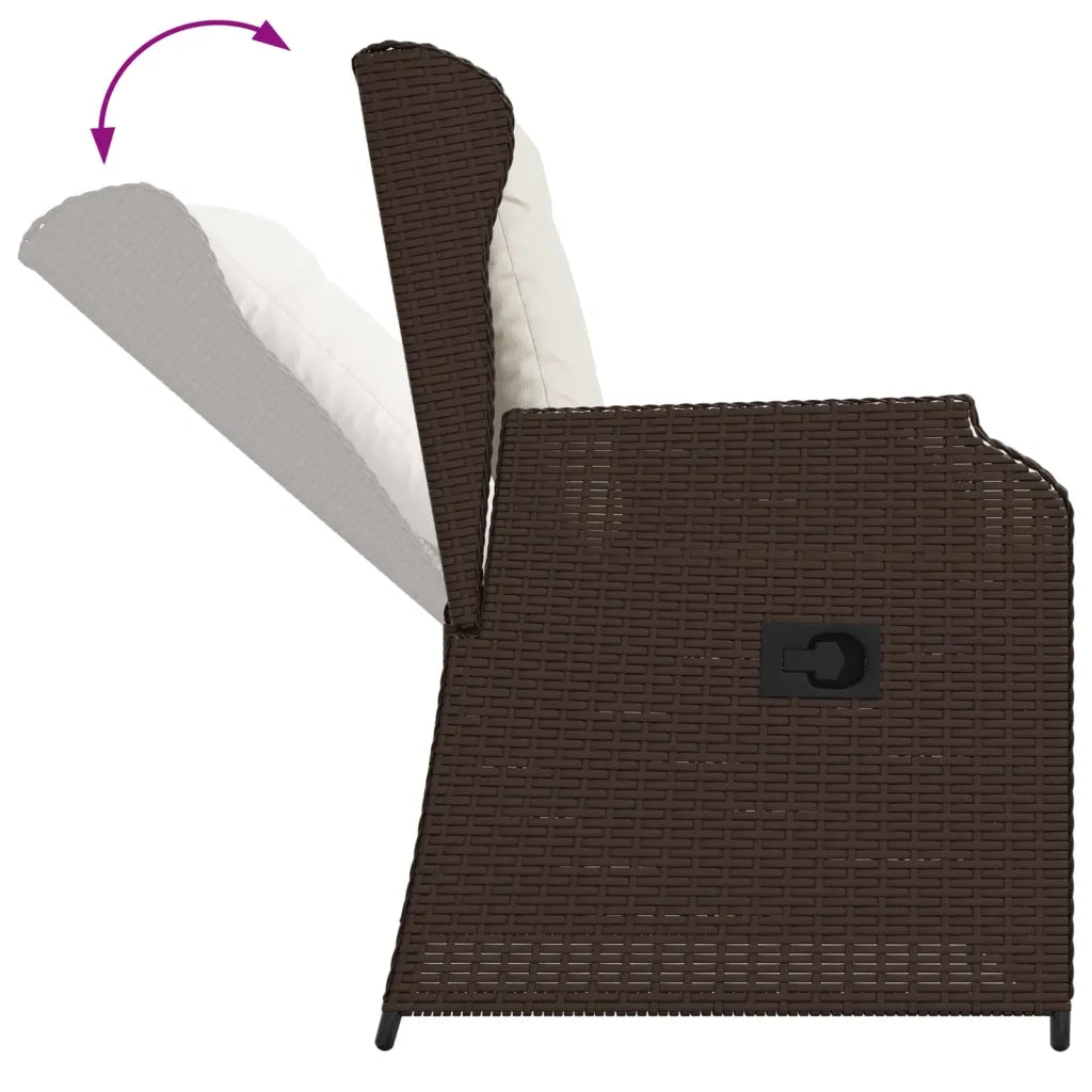 Sedie Reclinabili Giardino 2pz con Cuscini Marrone Polyrattan 368992
