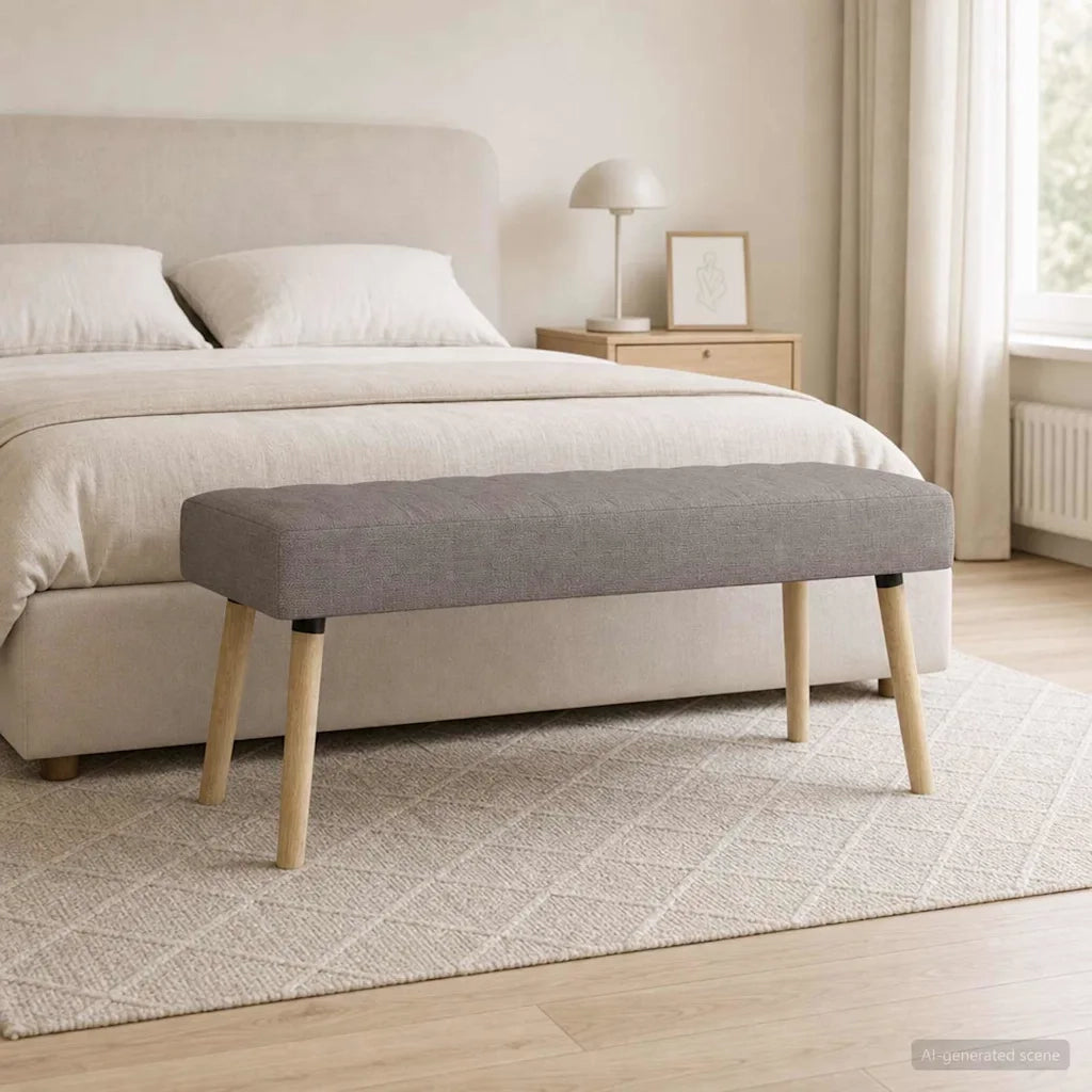 Panchina trapuntata a canale Tortora 110 x 40 x 46 cm Tessuto 42038493
