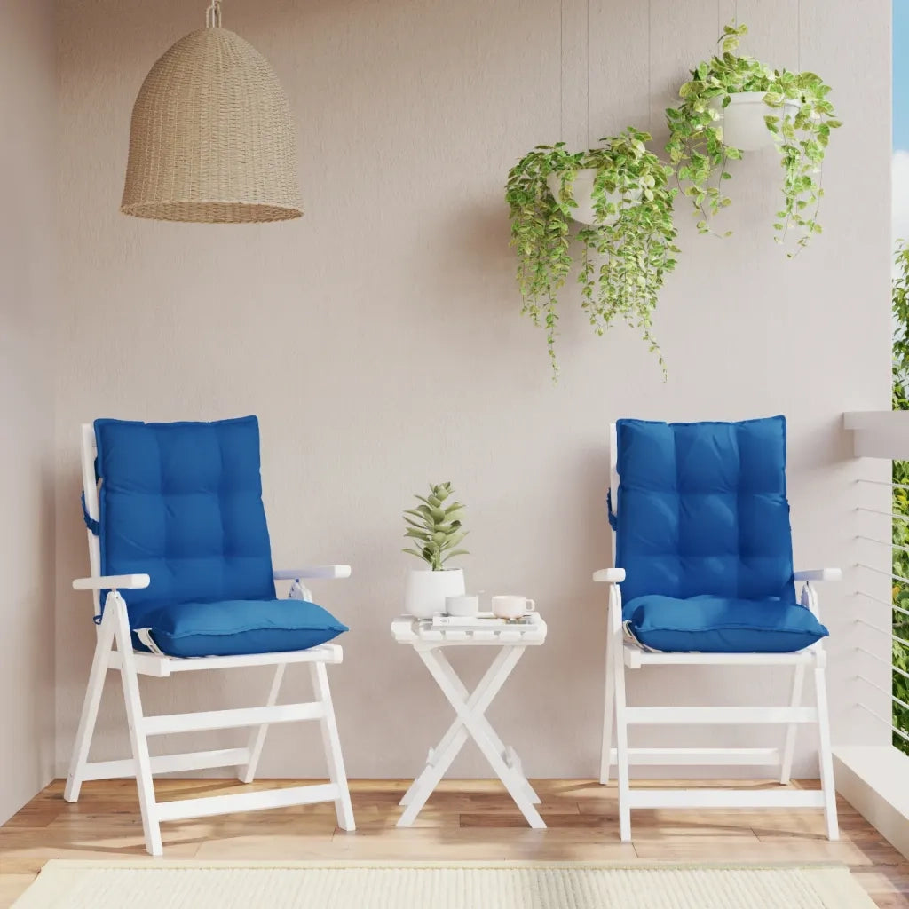 Cuscini Sedia con Schienale Basso 2 pz | Cuscini per sedie Blu Reale Tessuto Oxford