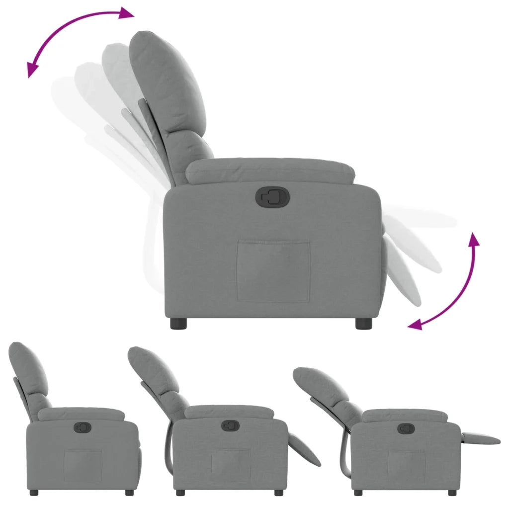 Divano Sedia-Poltrona Reclinabile in Tessuto Grigio Chiaro 813764