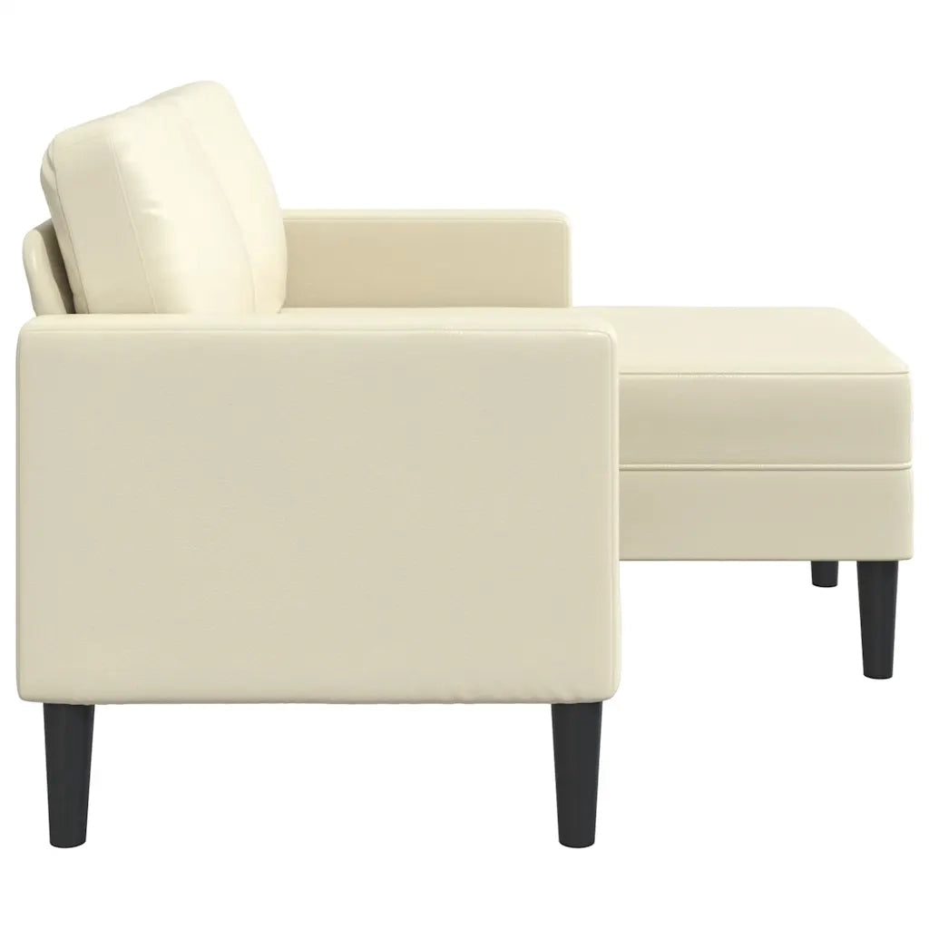 Divano 2 Posti con Chaise longue a L-Sofa 2 Posti con Chaise Crema 125 cm in Similpelle