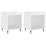 Set di 2 Comodini | Armadio da Notte | Mobiletto da notte Bianco Lucido 40x35x50 cm in Legno Multistrato