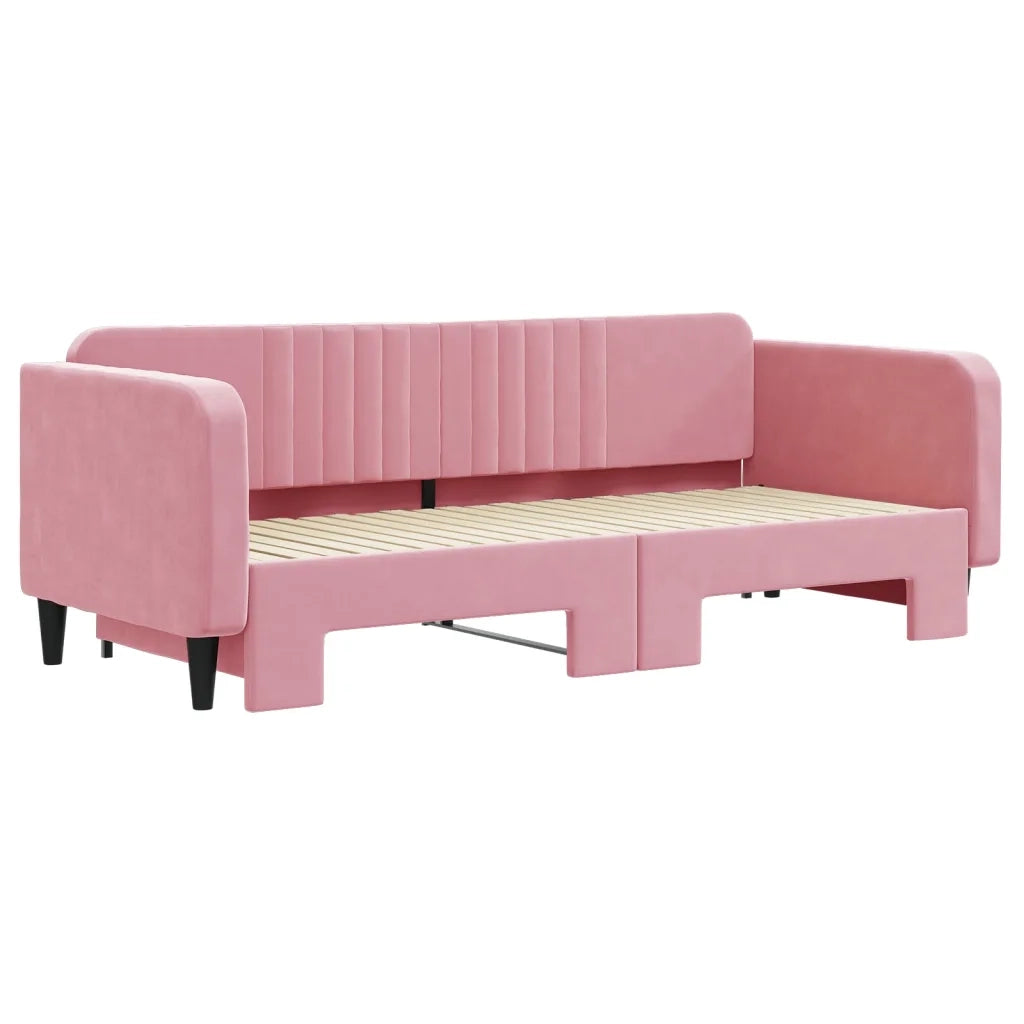 Divano Letto con Letto Estraibile Rosa 90x200 cm in Velluto 3197066