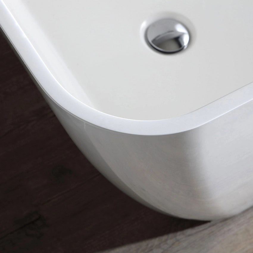 Vasca da bagno moderna freestandig in marmo resina squadrata bianca 159cm Badok Sliva