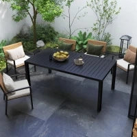 Tavolo da Giardino Espandibile Rettangolare per 6-8 Persone, in Alluminio, 180/240L x 94l x 73H cm, Nero