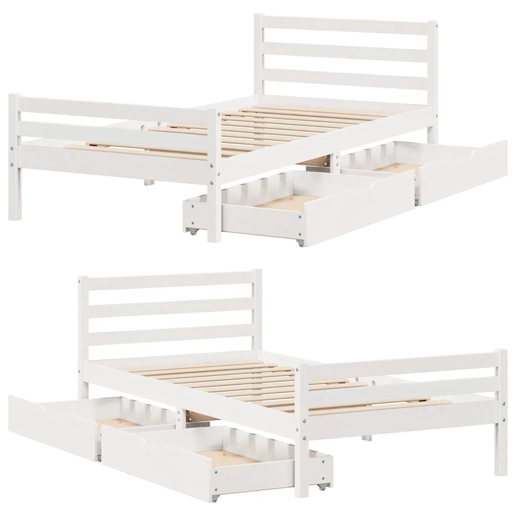 Giroletto senza Materasso Bianco 100x200 cm Legno Massello Pino 3301607