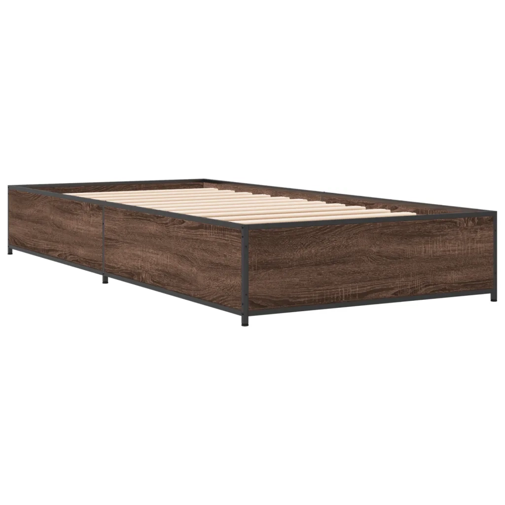Giroletto-Struttura Letto Rovere Marrone 75x190 cm Legno Multistrato e Metallo 100913