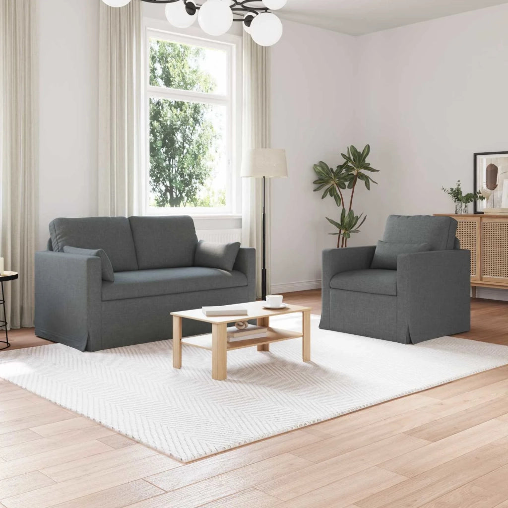 Set di divani 2 pcs Grigio scuro 139 x 78 x 80 cm Tessuto
