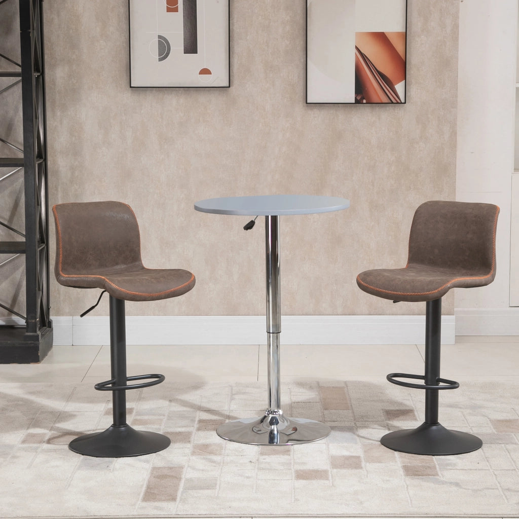 Sgabelli da Bar Vintage 2 Pezzi Regolabili Girevoli con Poggiapiedi ¨C zephmum ¨C Marrone Pelle Effetto Cuoio