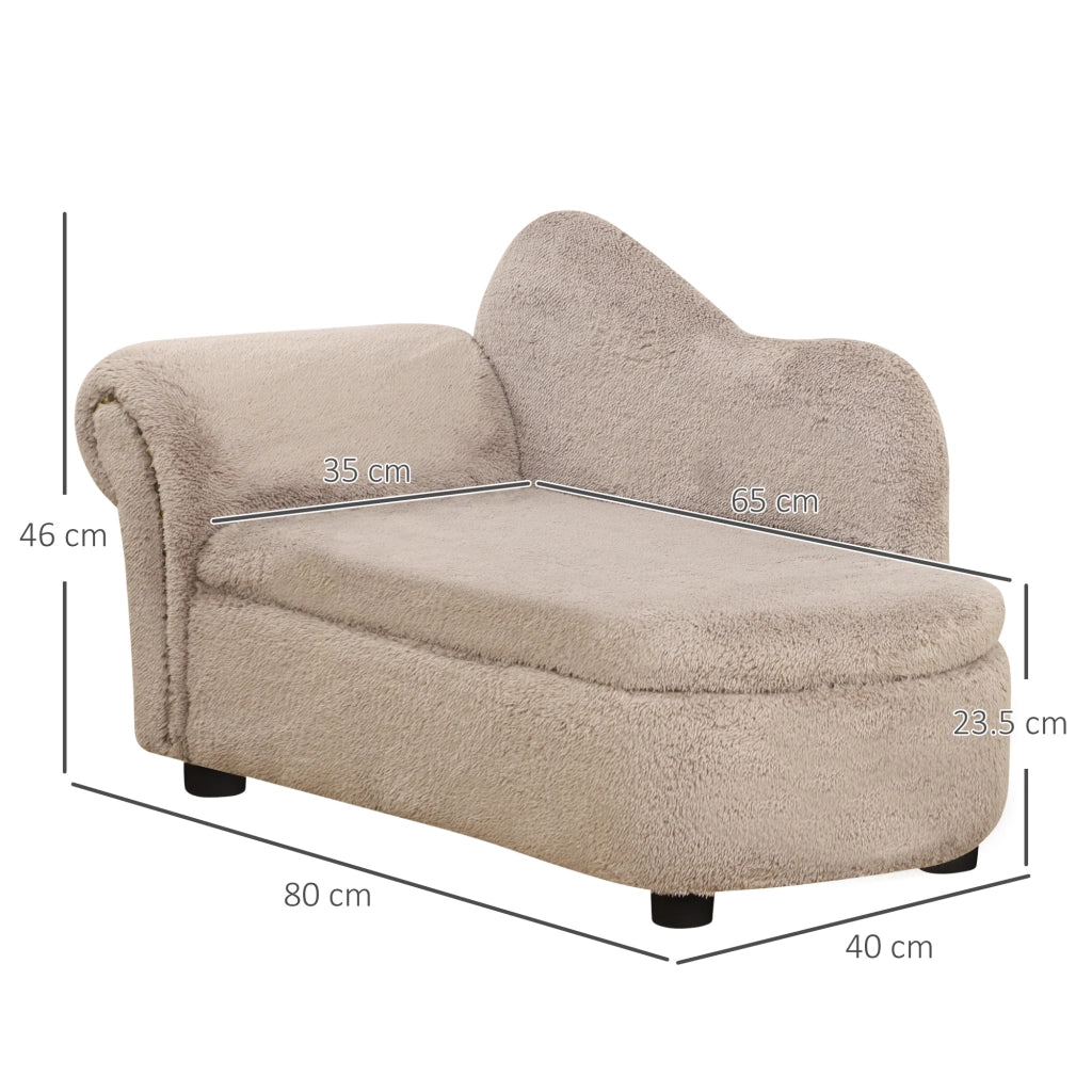Divano per cani ¨C zephmum ¨C 80x40x46 cm, beige, velluto, legno