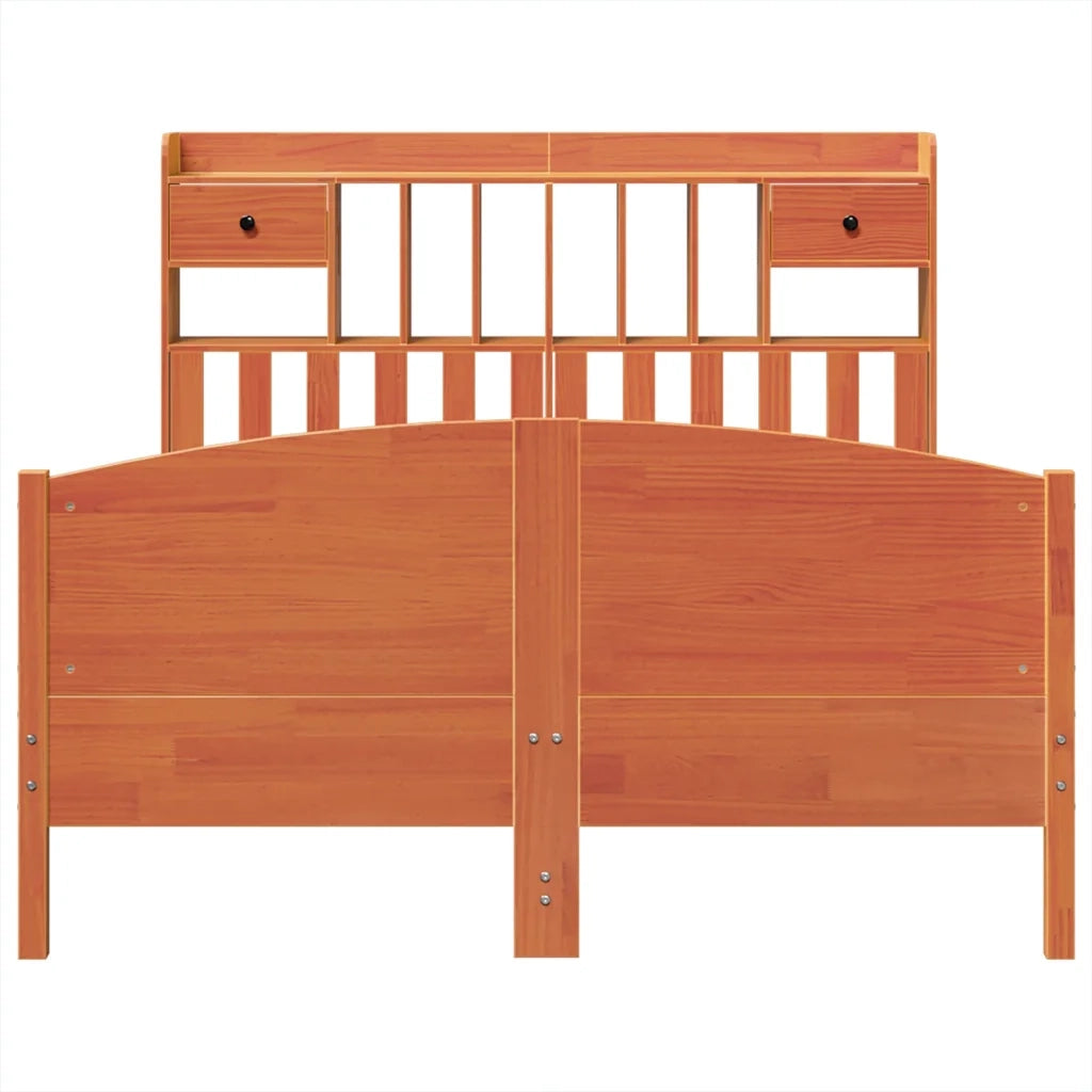 Letto Libreria senza Materasso Marrone Cera 150x200 cm in Pino 3323142