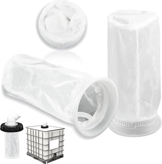 Due pezzi di filtro a membrana di nylon per IBC per una filtrazione fine dei liquidi - filtro industriale.