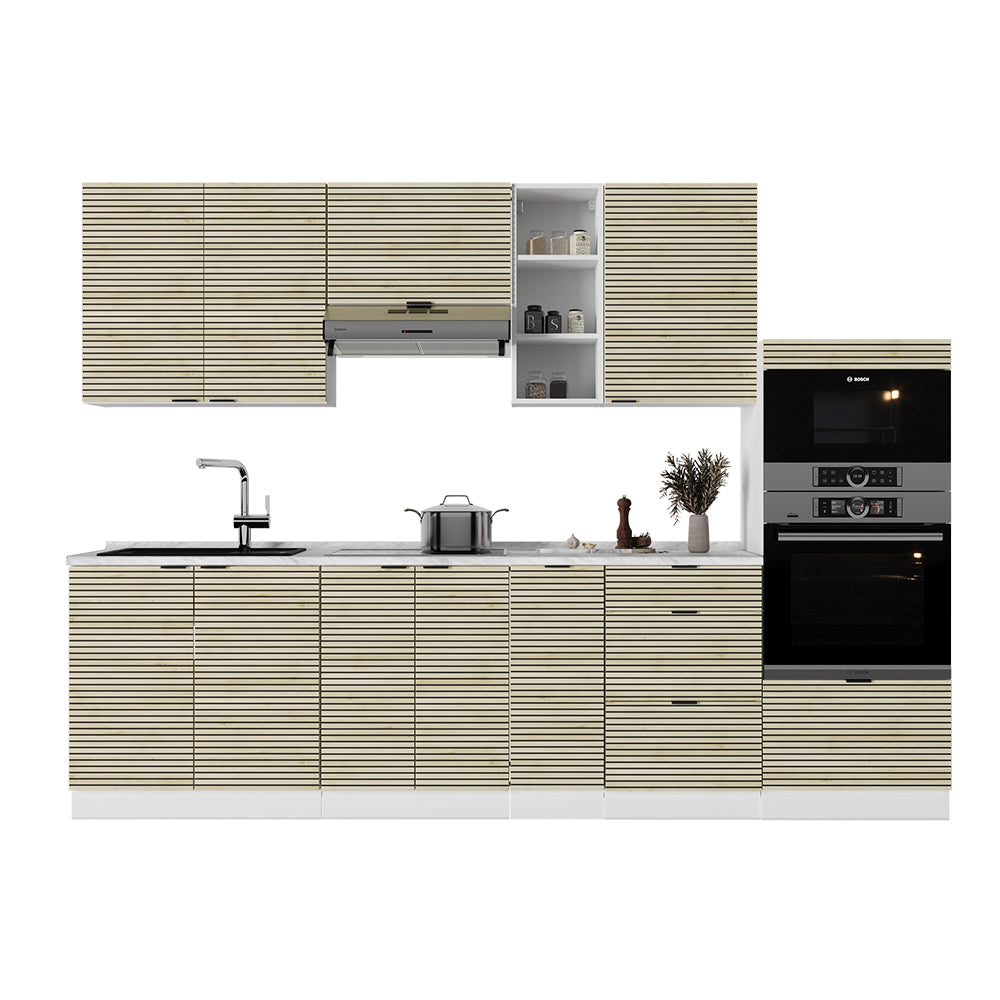 Cucina componibile Fame-Line Pannello in quercia/Bianco 280 cm senza piano di lavoro Vicco