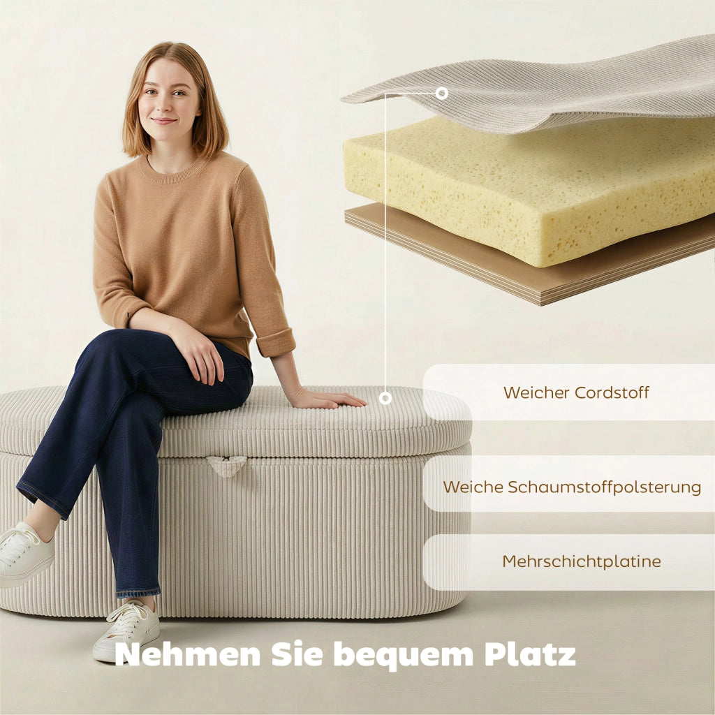 Pouf con contenitore ¨C zephmum ¨C beige 105x51x49 cm