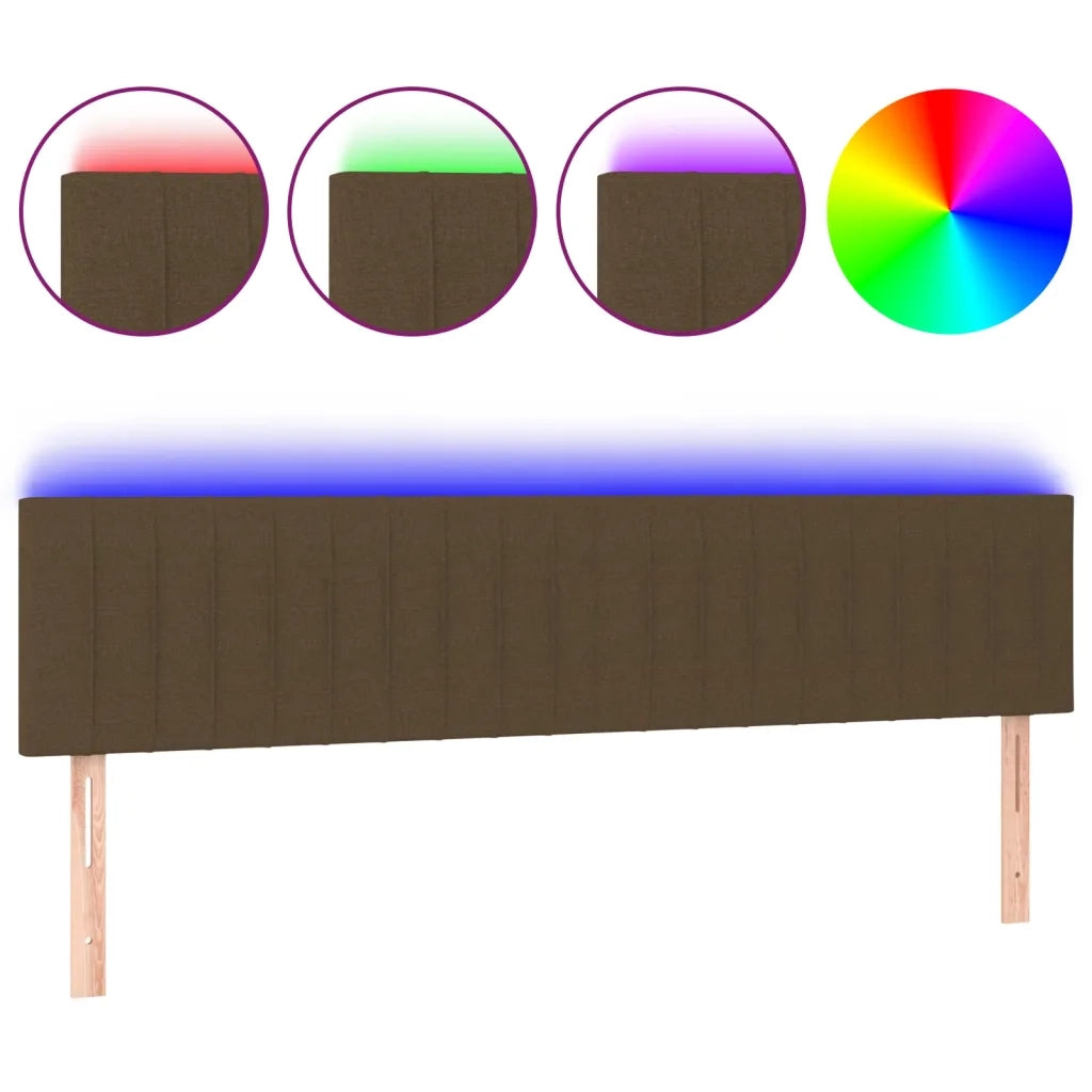 Testiera a LED-Testata con LED Marrone Scuro 180x5x78/88 cm in Tessuto 376477