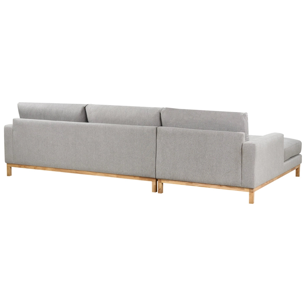 Divano angolare a destra Rivestimento in poliestere grigio Gambe in legno Elegante