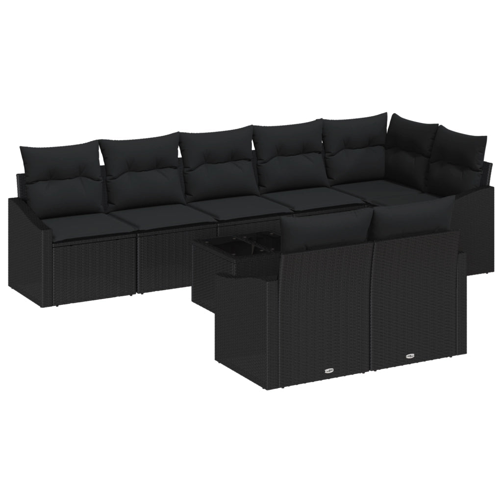 Set da Giardino 9 Pezzi con Cuscini Beige in Rattan