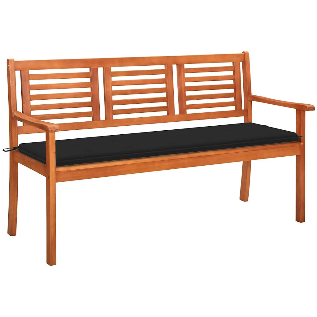 Panchina da Giardino 3 Posti e Cuscino 150cm Massello Eucalipto cod mxl 67047