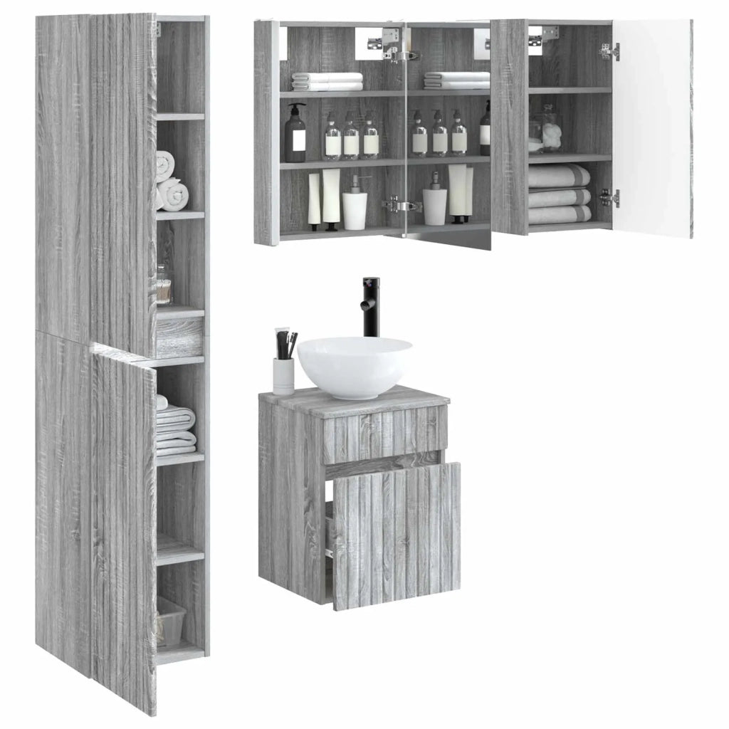 Set di Armadi da Bagno 5 pcs Sonoma grigio 43 x 11,5 x 60,5 cm 3407356