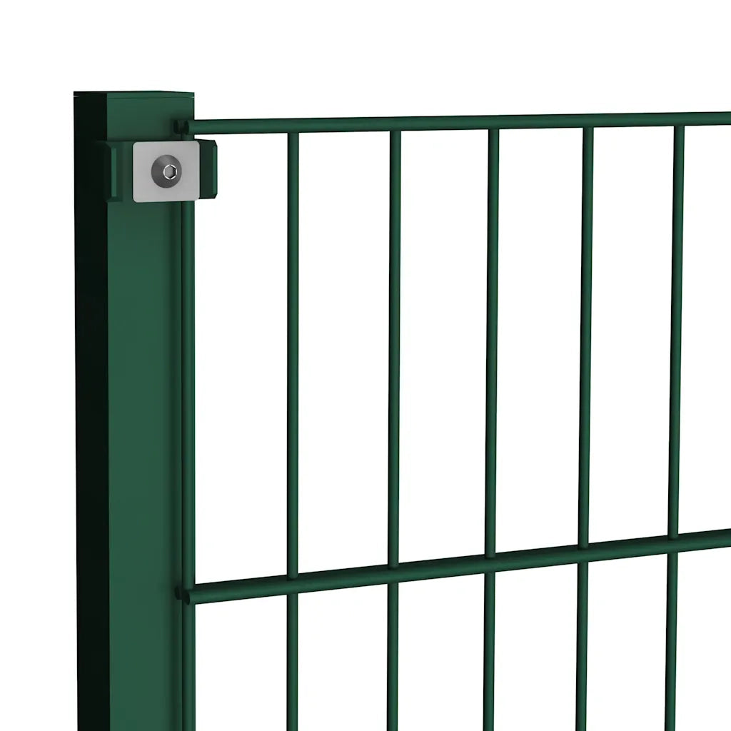 Pannello di recinzione con pali in ferro 349x80 cm verde 278605