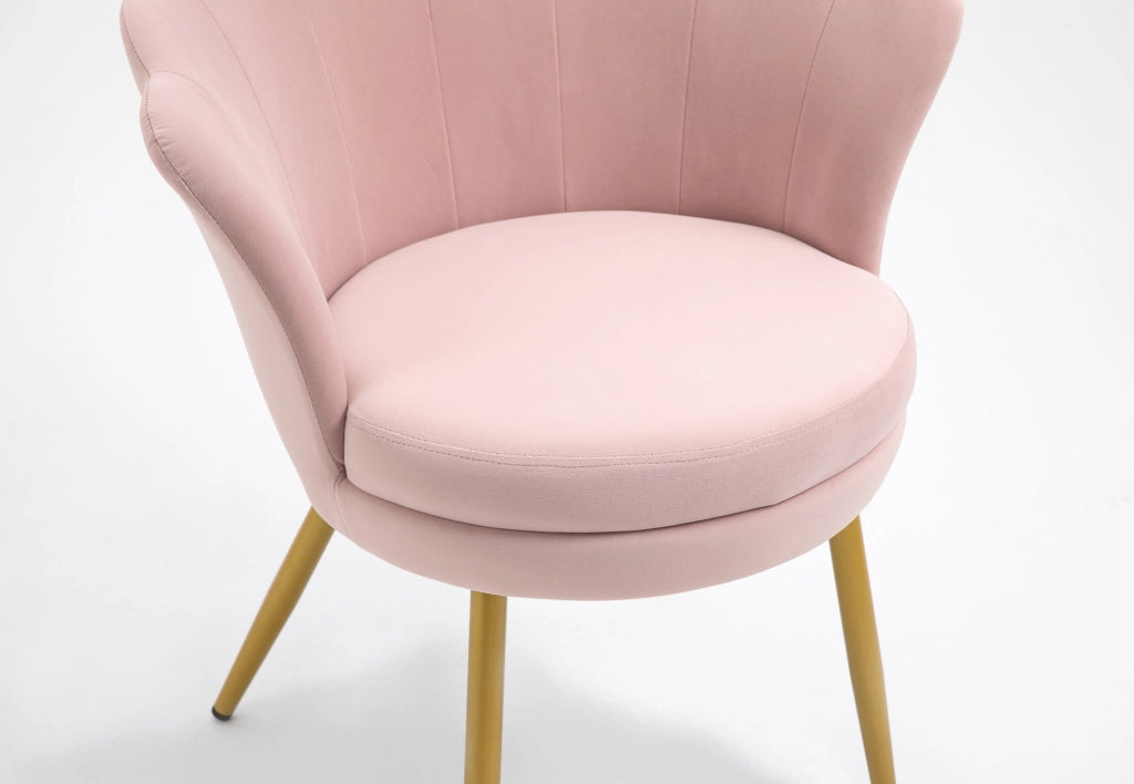Poltrona Conchiglia Camera da Letto in Velluto Design Moderno Maddina RosaCipria