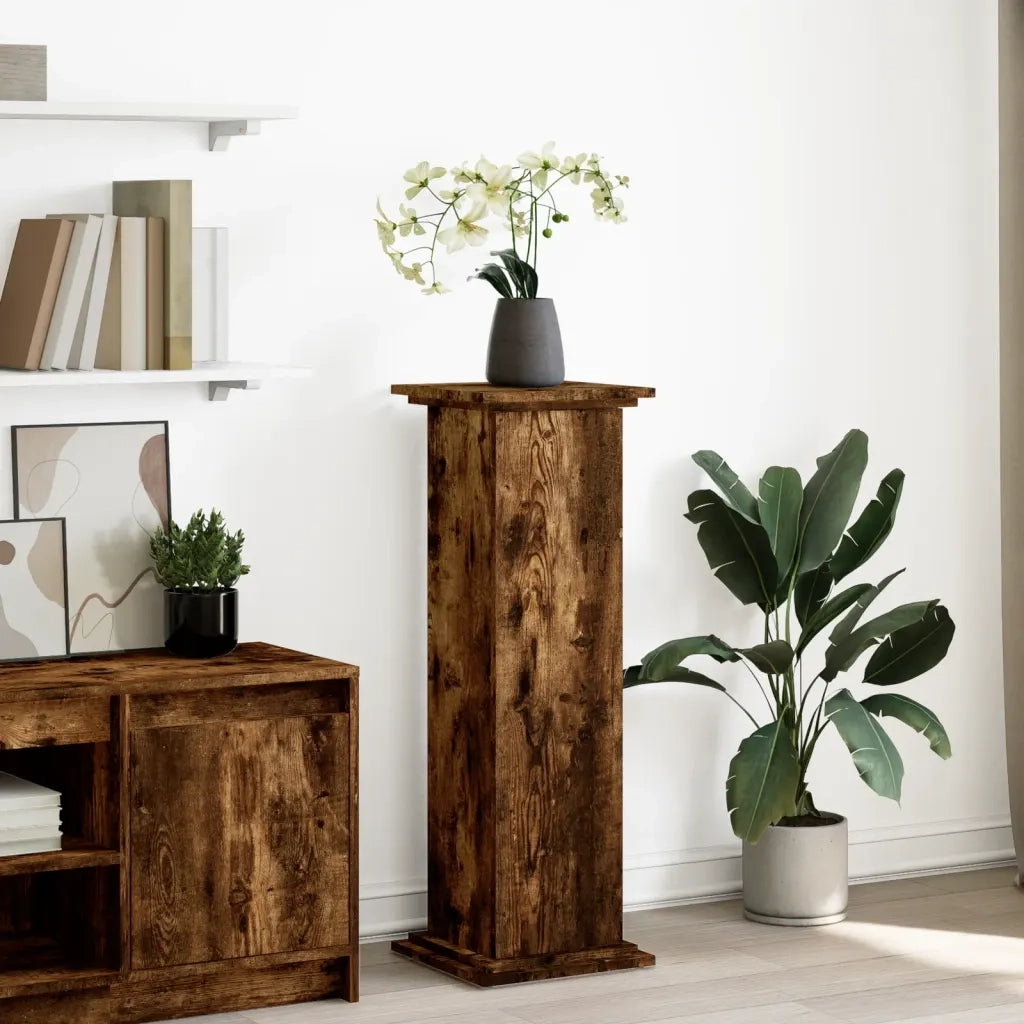vidaXL Espositore con Portaoggetti Rovere Fumo 31x30x90cm Truciolato