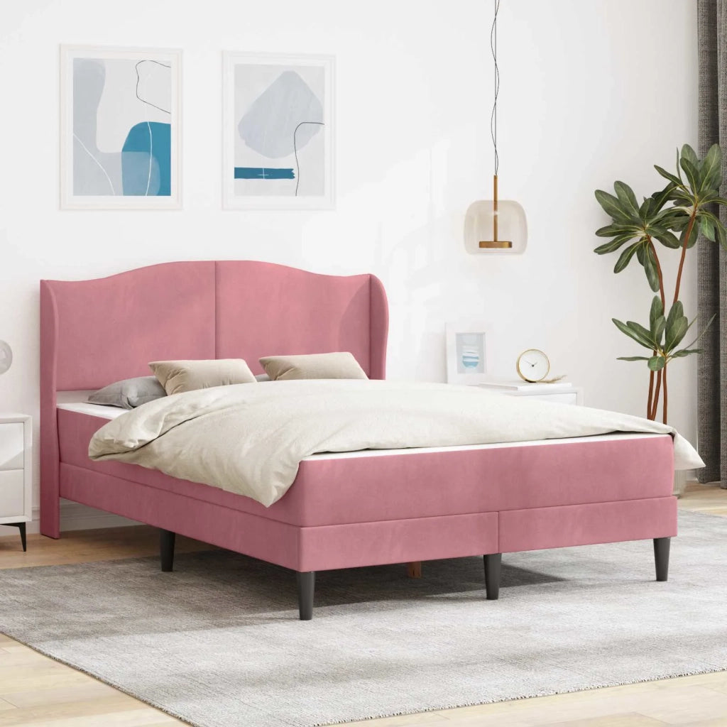 Struttura del letto con testiera Rosa 140 x 190 cm Velluto
