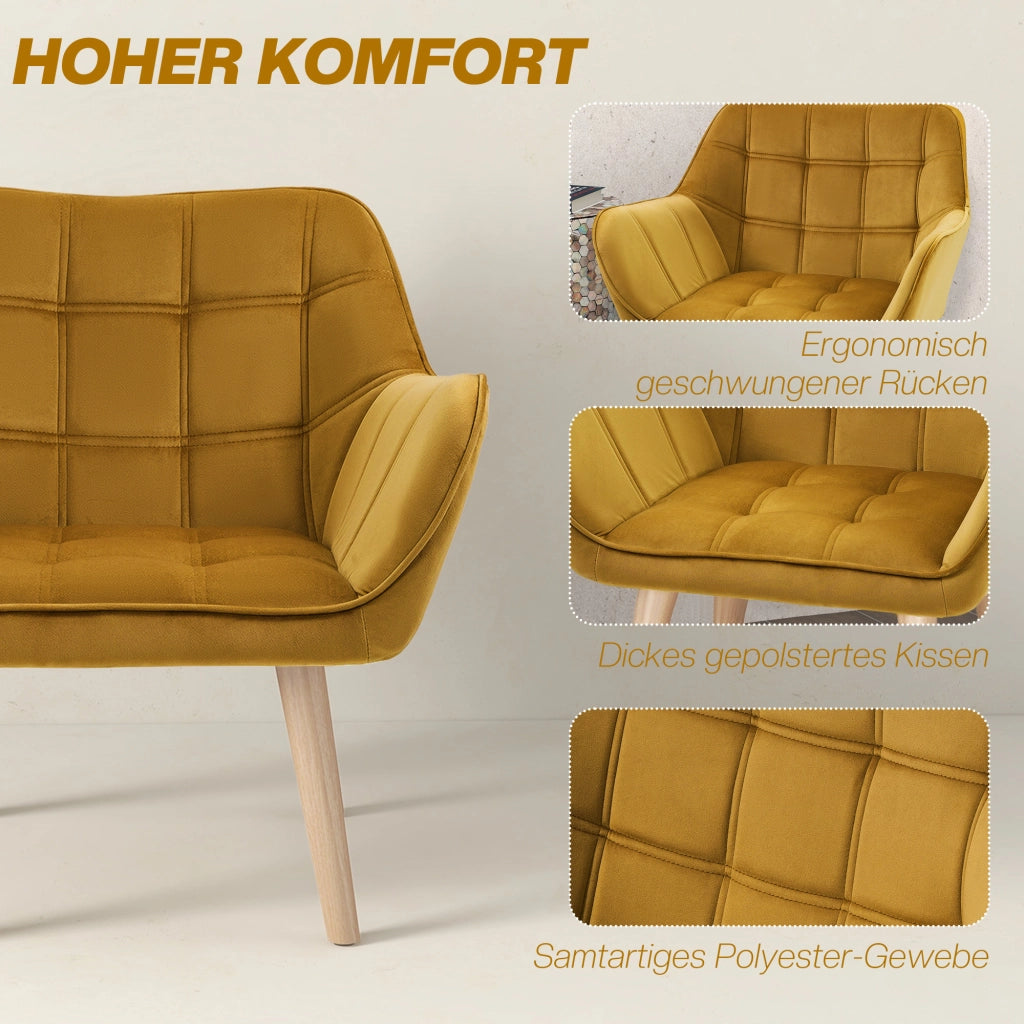 POLTRONA Scandinava 67x61,5x71 cm in Poliestere Giallo