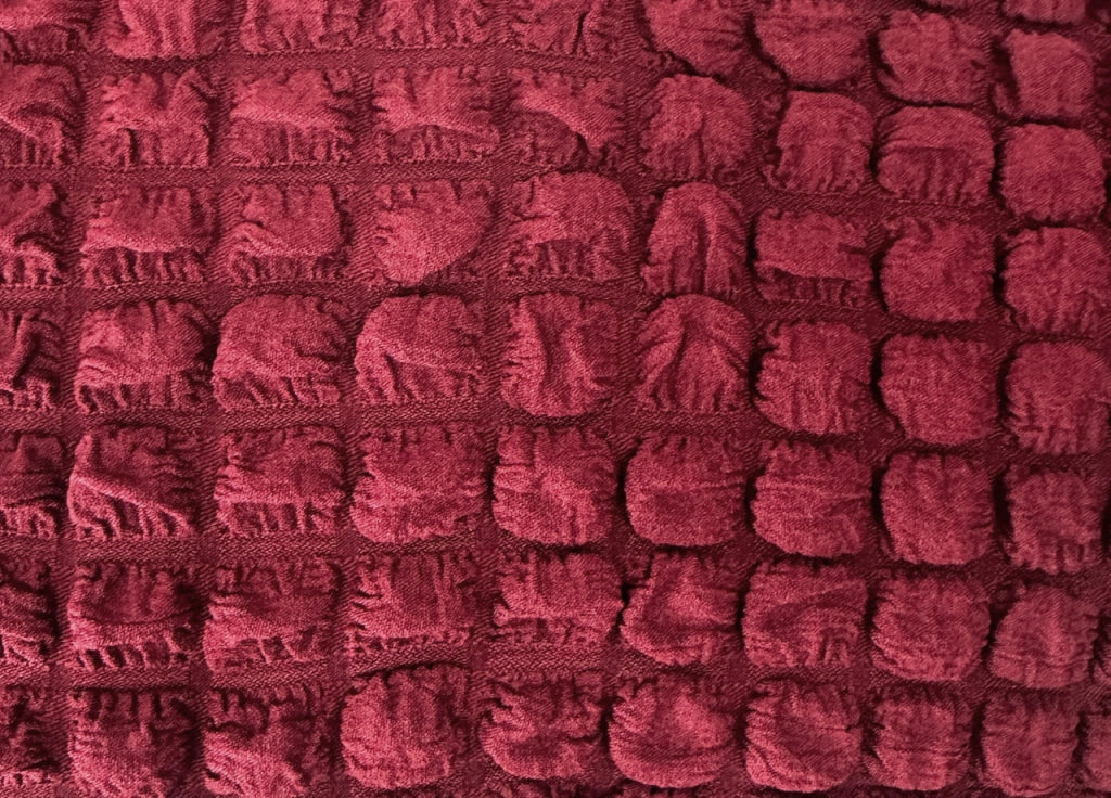 Copridivano Elasticizzato Arricciato Con Volants Tinta Unita Luxory Bordeaux - 2 Posti - Bordeaux