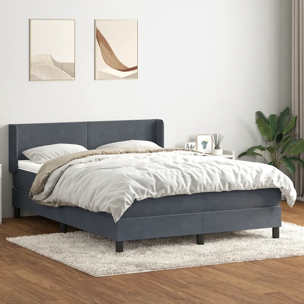 Giroletto a Molle con Materasso Grigio Scuro 160x210 cm Velluto 3317950