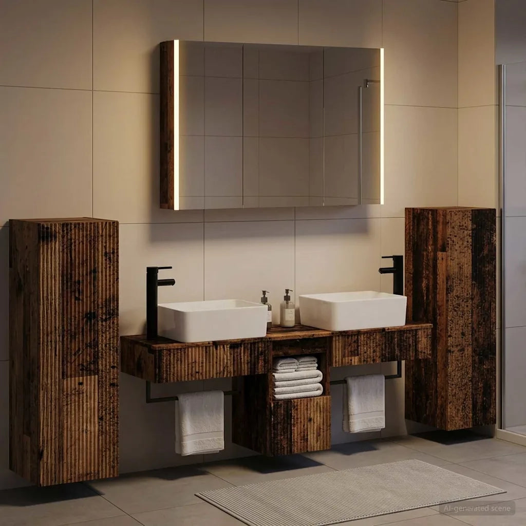 Set di mobili per il bagno 6 pcs Legno antico 3407141