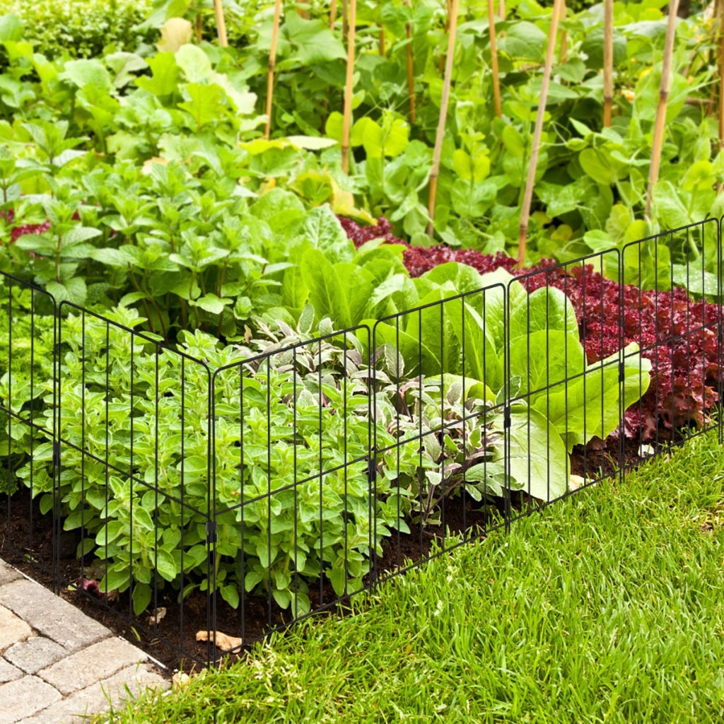 25 Pannelli per recinzione da giardino pieghevole, Recinzione per aiuole in metallo antiruggine-Fioriere