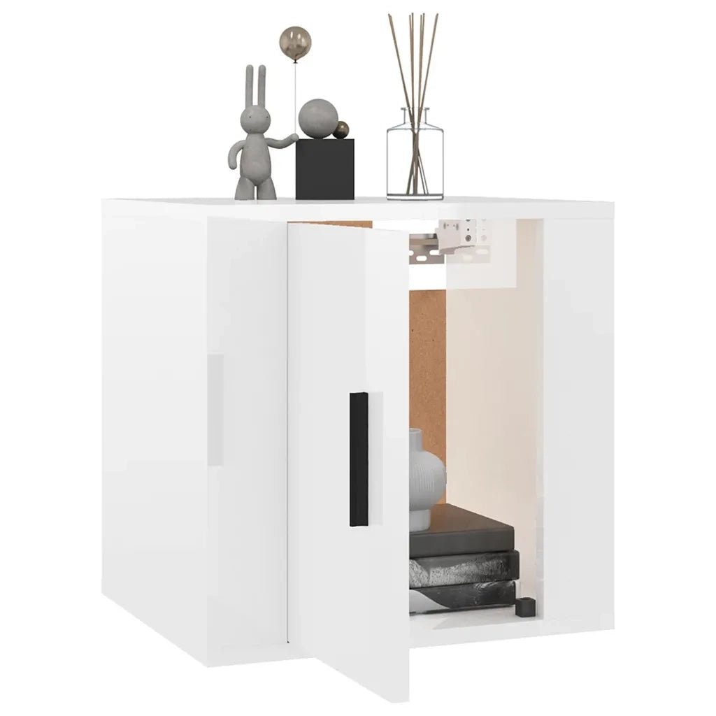 Mobile Porta TV a Parete Bianco Lucido 40x34,5x40 cm 816644