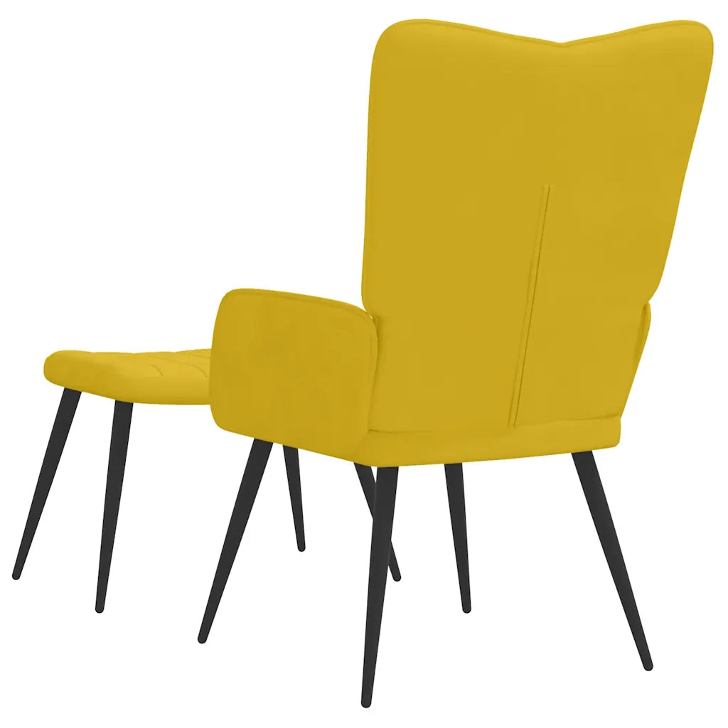 Poltrona Relax | Sedia Relax con Sgabello Giallo Senape in Velluto