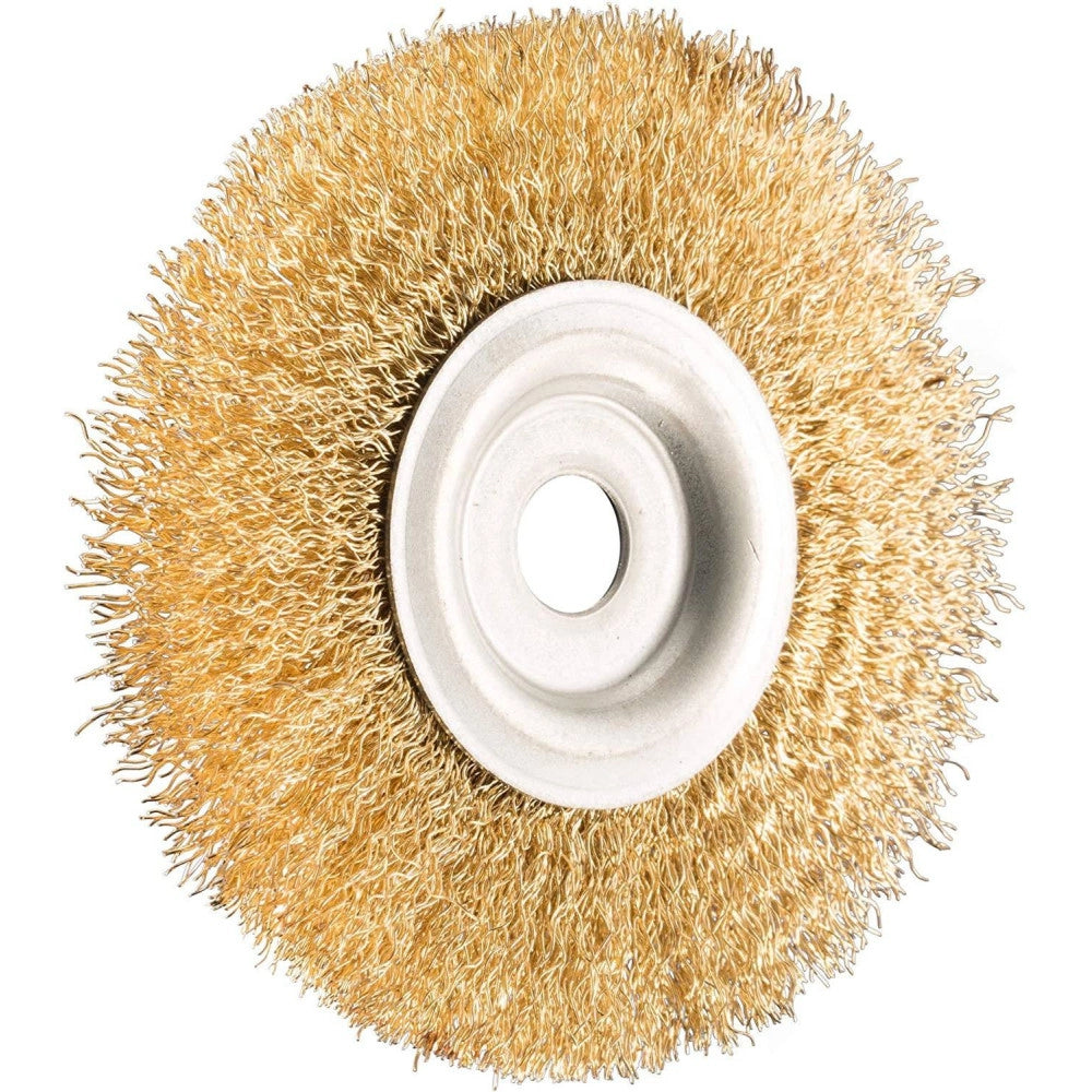 Trade Shop - Spazzola Circolare 5'' Disco Fili Acciaio 125mm Per Smerigliatrice Mola Da Banco -