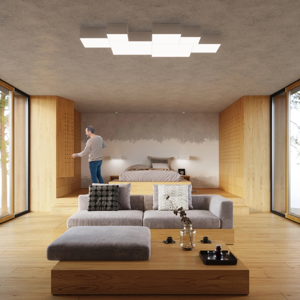 Lampada da soffitto HORUS 2x15W LED E27 PVC bianco minimalista quadrata