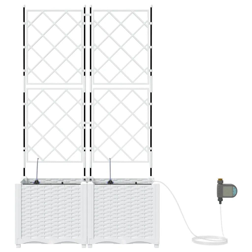 2 pz Fioriere | Cassetta per fiori | Vaso da giardino Bianco 80 x 40 x 142 cm Plastica