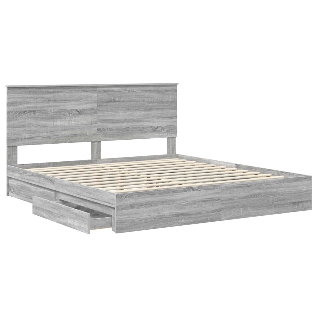 Letto con Contenitore con testiera Grigio Sonoma 180 x 200 cm