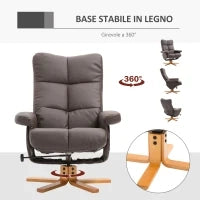 Poltrona Sedia Relax Reclinabile con Poggiapiedi in pelle PU Marrone
