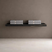 Mensola inferiore lavabo sospeso astrid in stone nero e nocciola venato *** finitura- nero, confezione 1