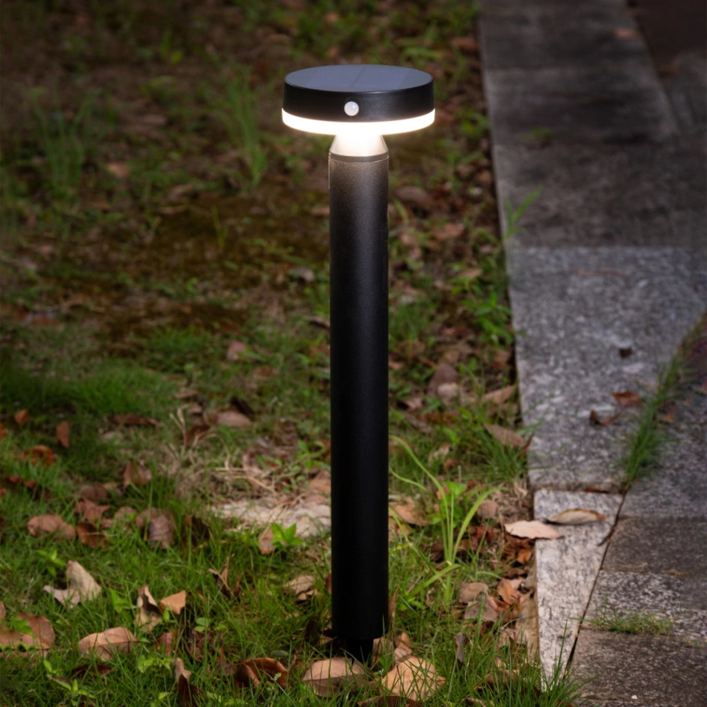 Paletto LED solare 4,5W 4000K PIR IP44 nero Polux USB-C